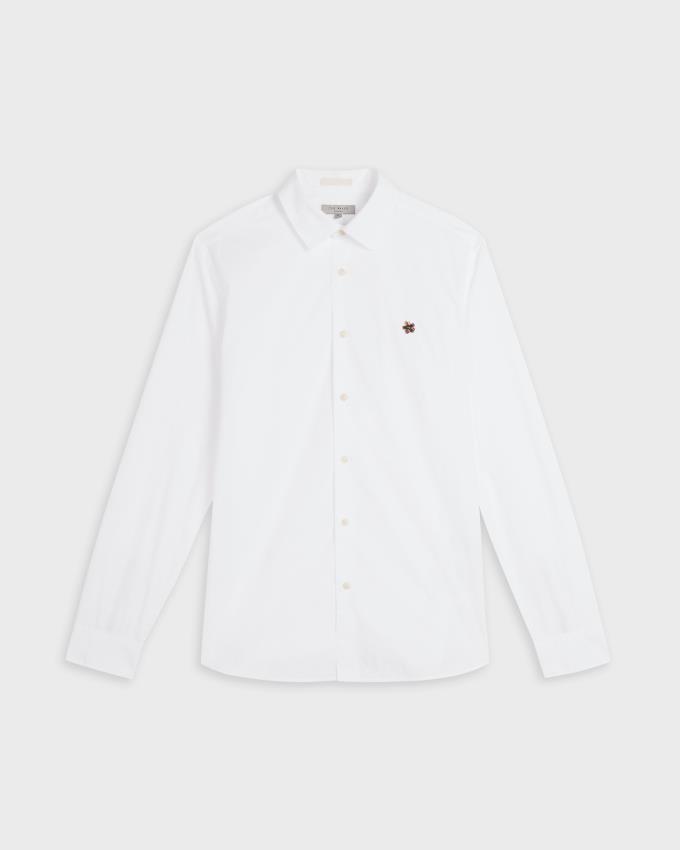 Chemises Ted Baker Poplin Blanche Homme | QYO-56877732